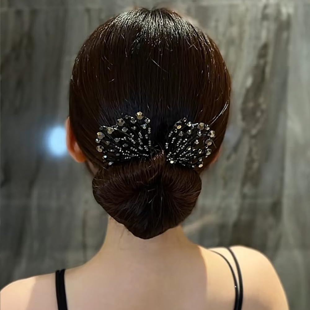 Packaging view of the two piece rhinestone hair styling accessories for women