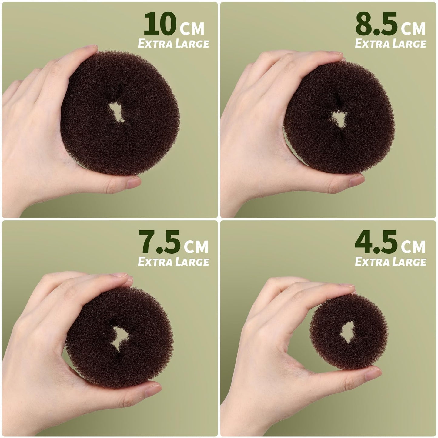Assorted sizes of Fandamei brown donut bun shapers