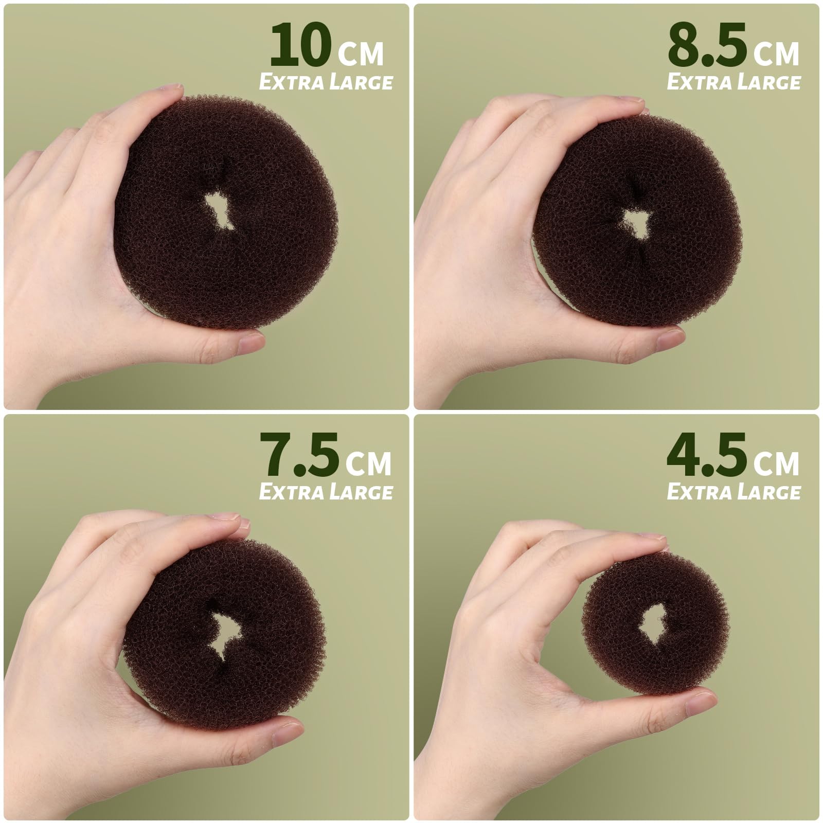 Assorted sizes of Fandamei brown donut bun shapers