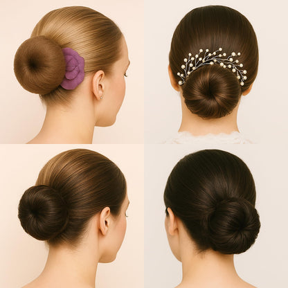 Instructions display of Gerilkai brown hair bun shaper set