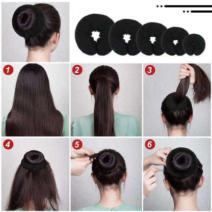 Twenty pieces of premium black hair pins and five elastic hair ties included in the styling kit.
