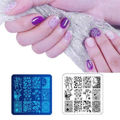 Complete 12 piece Biutee nail stamping kit components