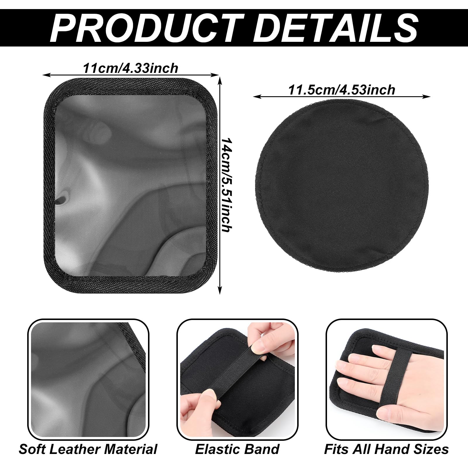 Close up of black 4.5 inch wave compression patch for hair
