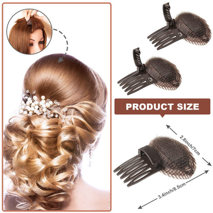 Brown fluffy hair pad sponge clip styling insert for women