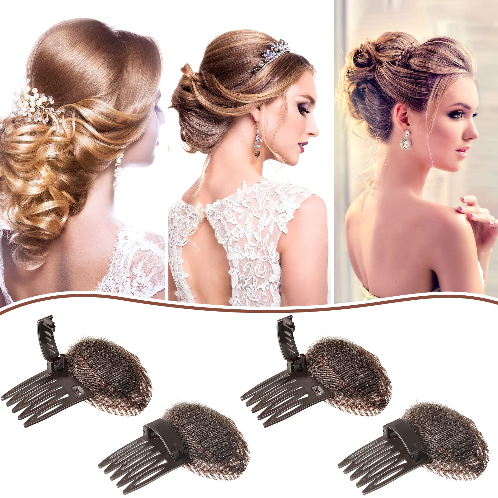 Invisible false hair cushion clips for instant crown volume
