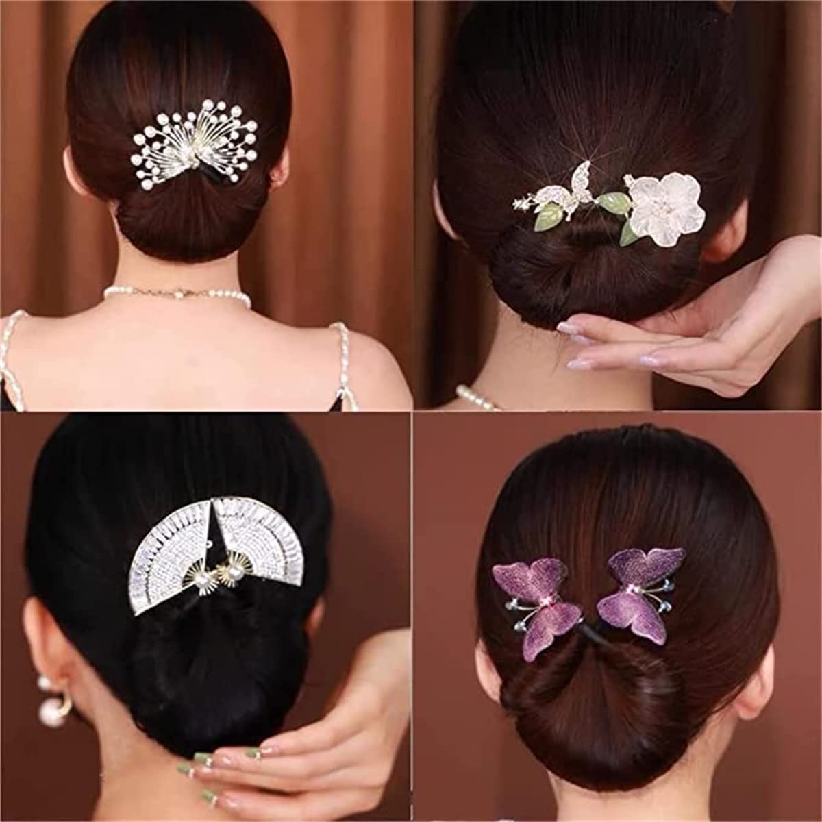 Takeberny French twist hairstyle shaper back view on finished bridal hair updo
