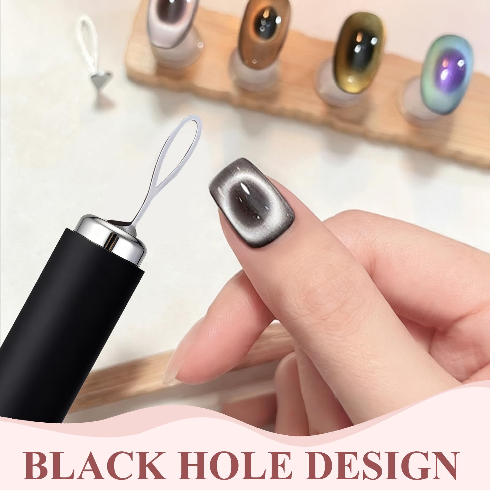 Black hole effect demonstration using Plman nail art magnetic tools.