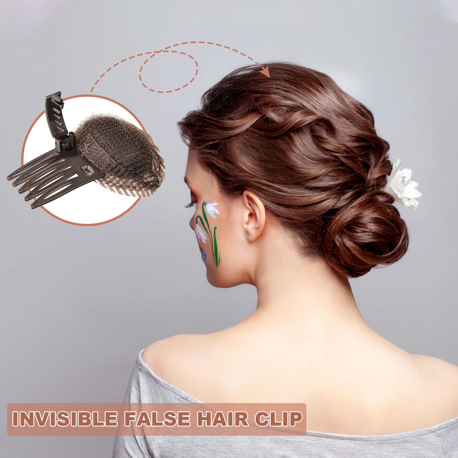 Four pieces of self-gripping hair puff maker inserts in brown