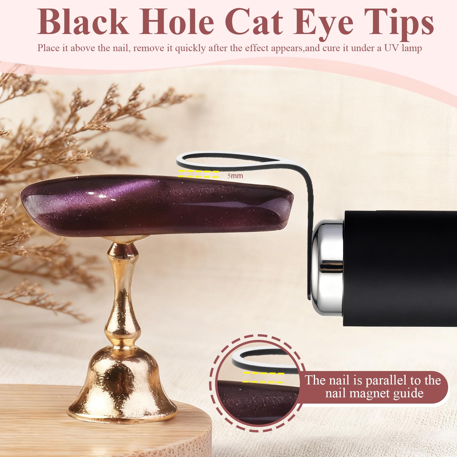 High precision magnetic wands for creative gel polish nail art.