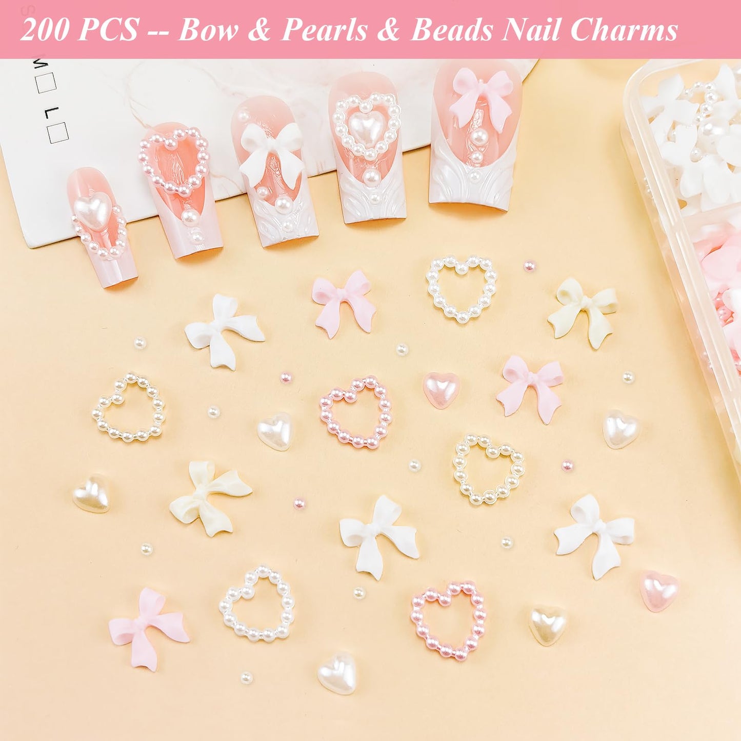 Flatback pearls and rhinestones for DIY manicure