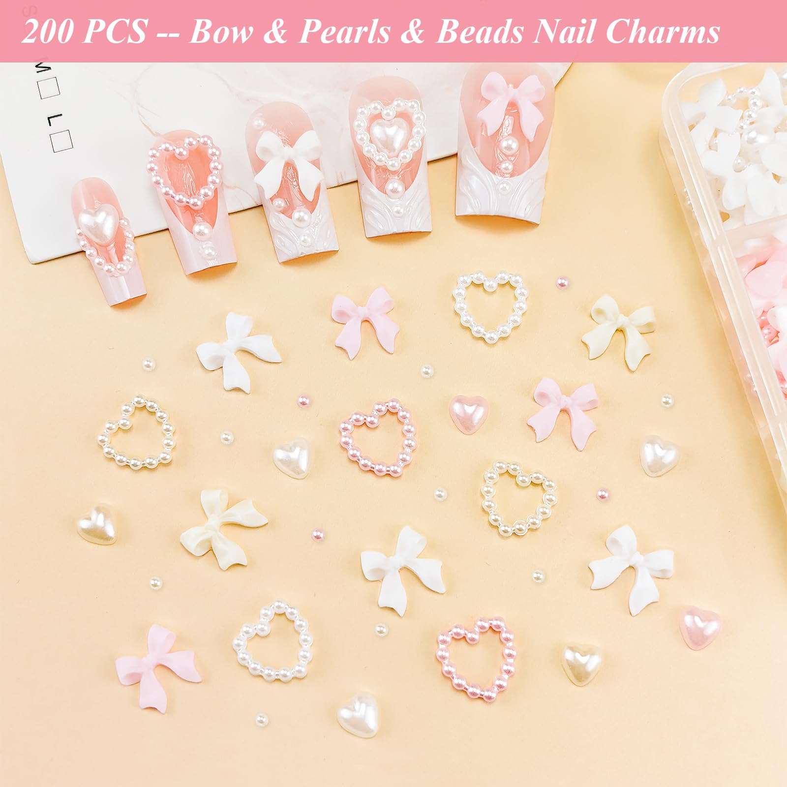 Flatback pearls and rhinestones for DIY manicure
