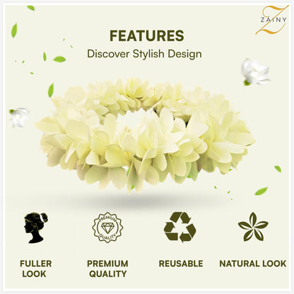 Pack of six ZAINY reusable cloth hair veni accessories neatly arranged on a clean background