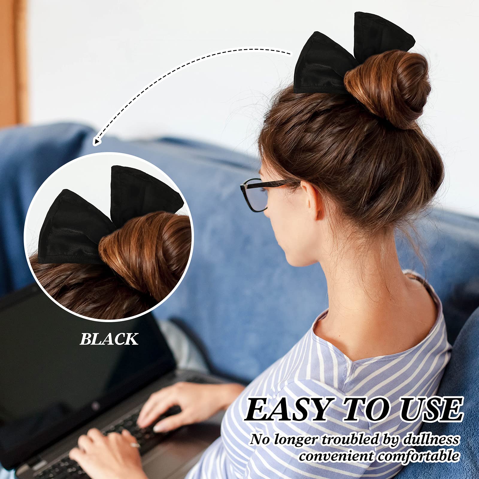 Close up view of the black and khaki flexible French twist hair tools.