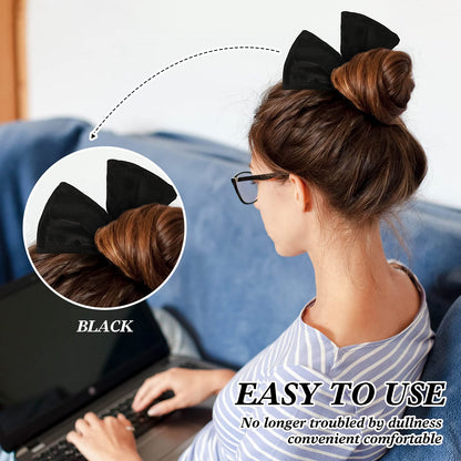Close up view of the black and khaki flexible French twist hair tools.