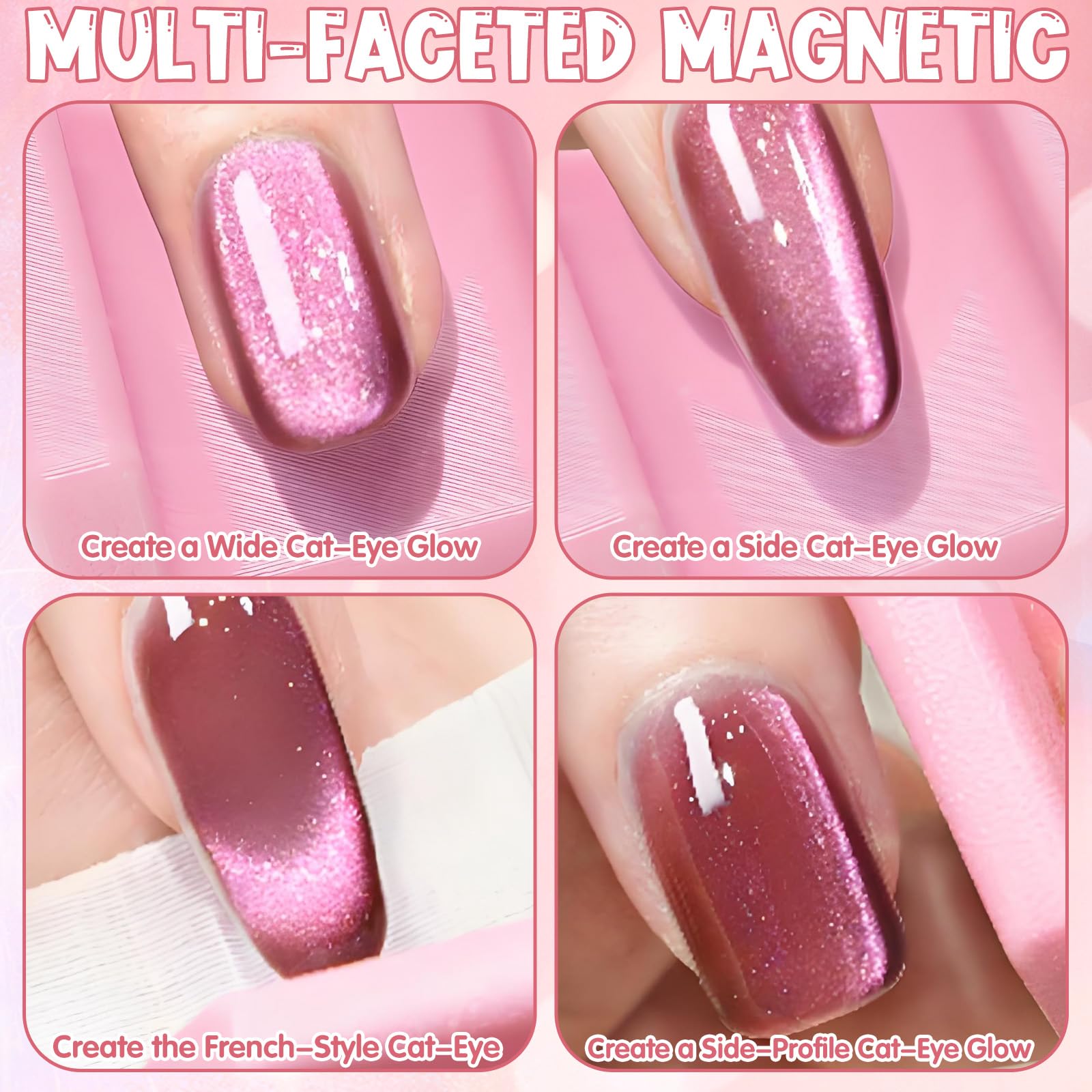 Demonstrating 3D cat eye effect with magnetic nail tool