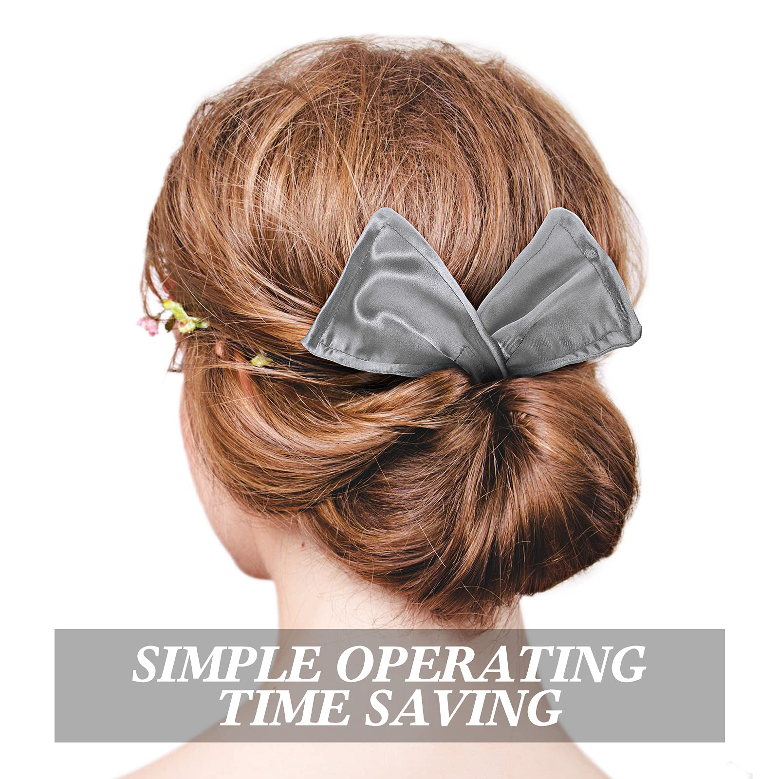 White and gray doughnut hair bun makers demonstrating the bendable wire design.