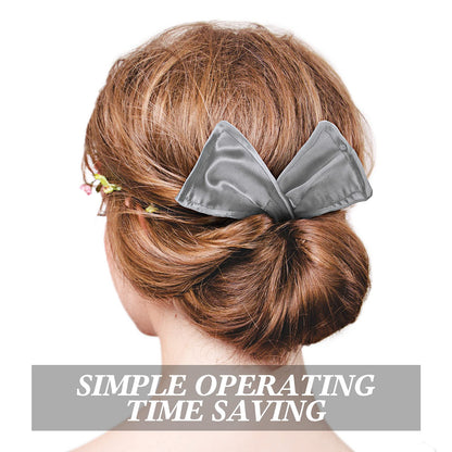 White and gray doughnut hair bun makers demonstrating the bendable wire design.