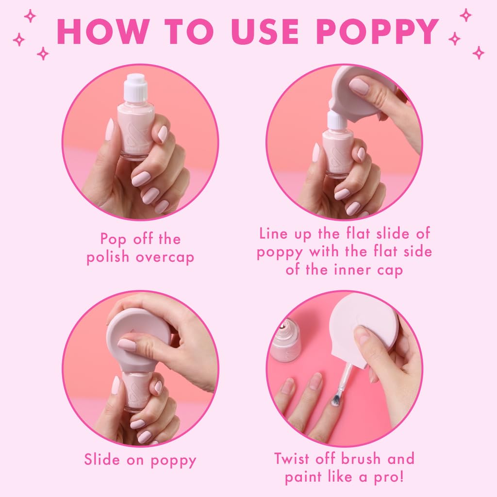 Olive and June Poppy handle attached to a nail polish bottle