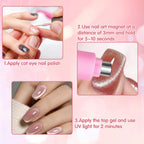 Cyuxing 3 In 1 Cat Eye Nail Magnet Tool packaged set of two pink pens