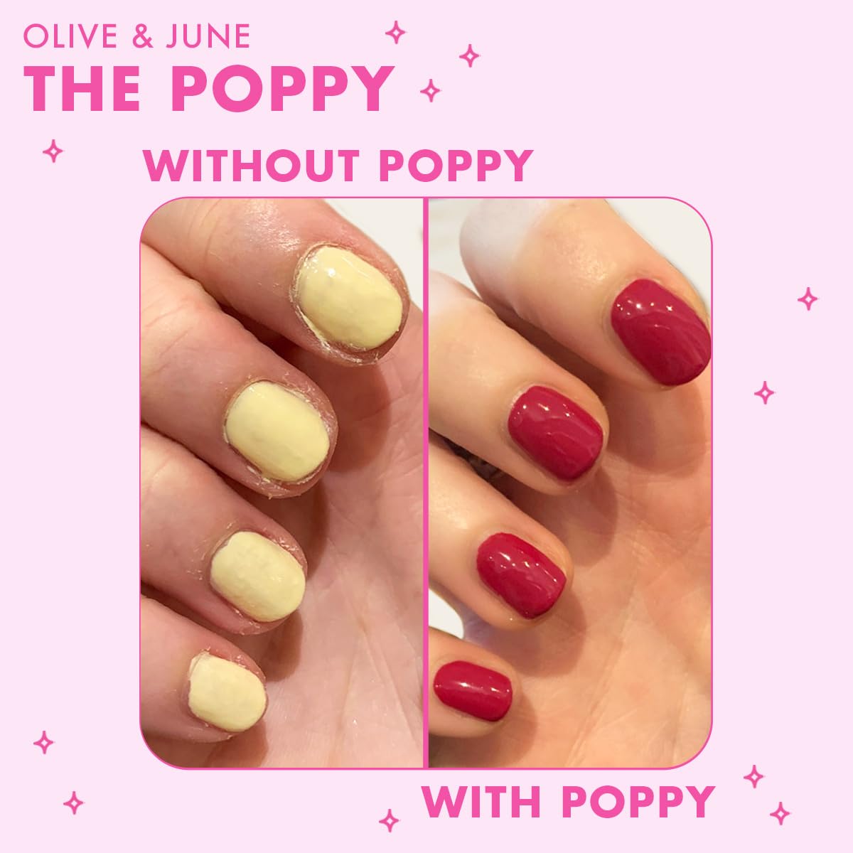 User demonstrating how to attach The Poppy to a polish cap