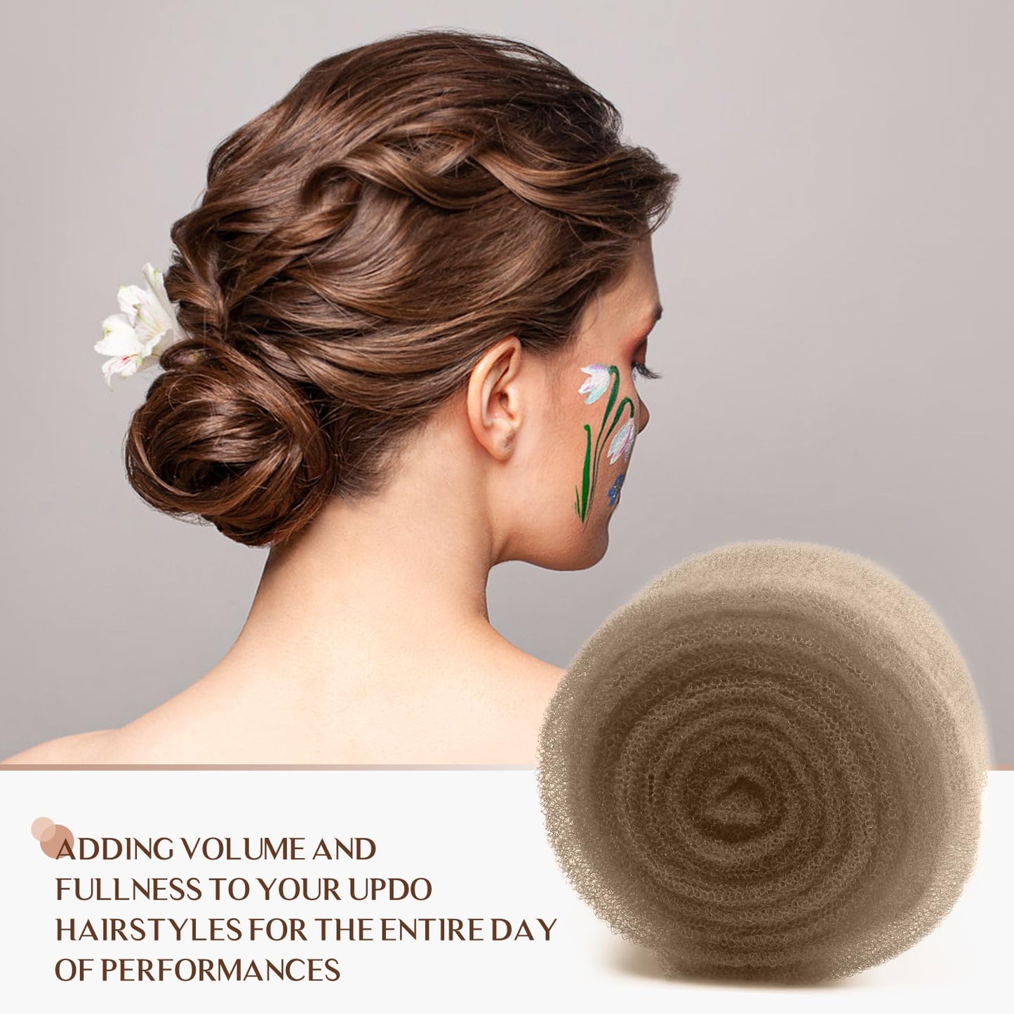 Side profile of hair sponge used for updo volume