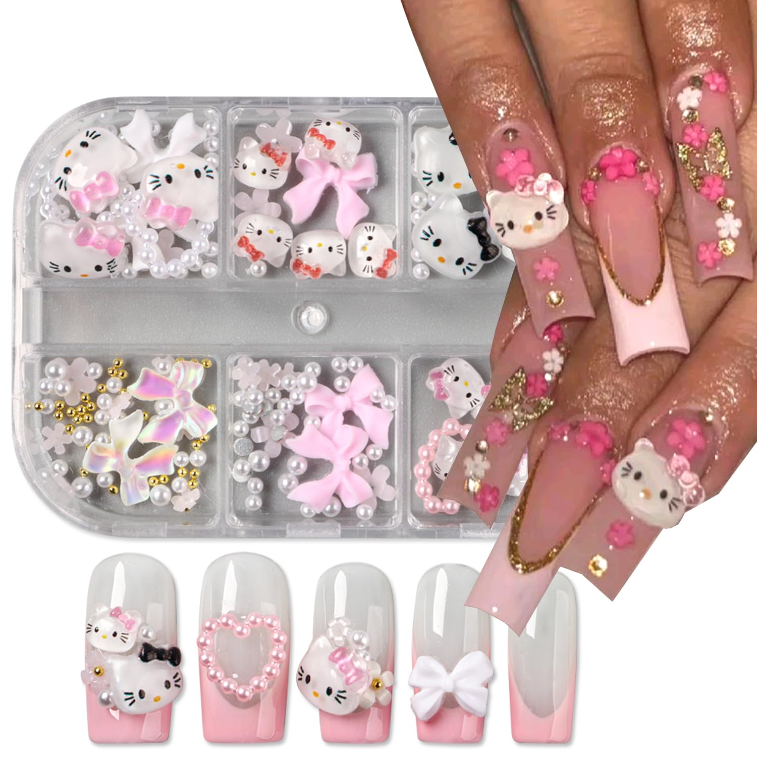 Hand model showing DIY 3D cartoon nail art design
