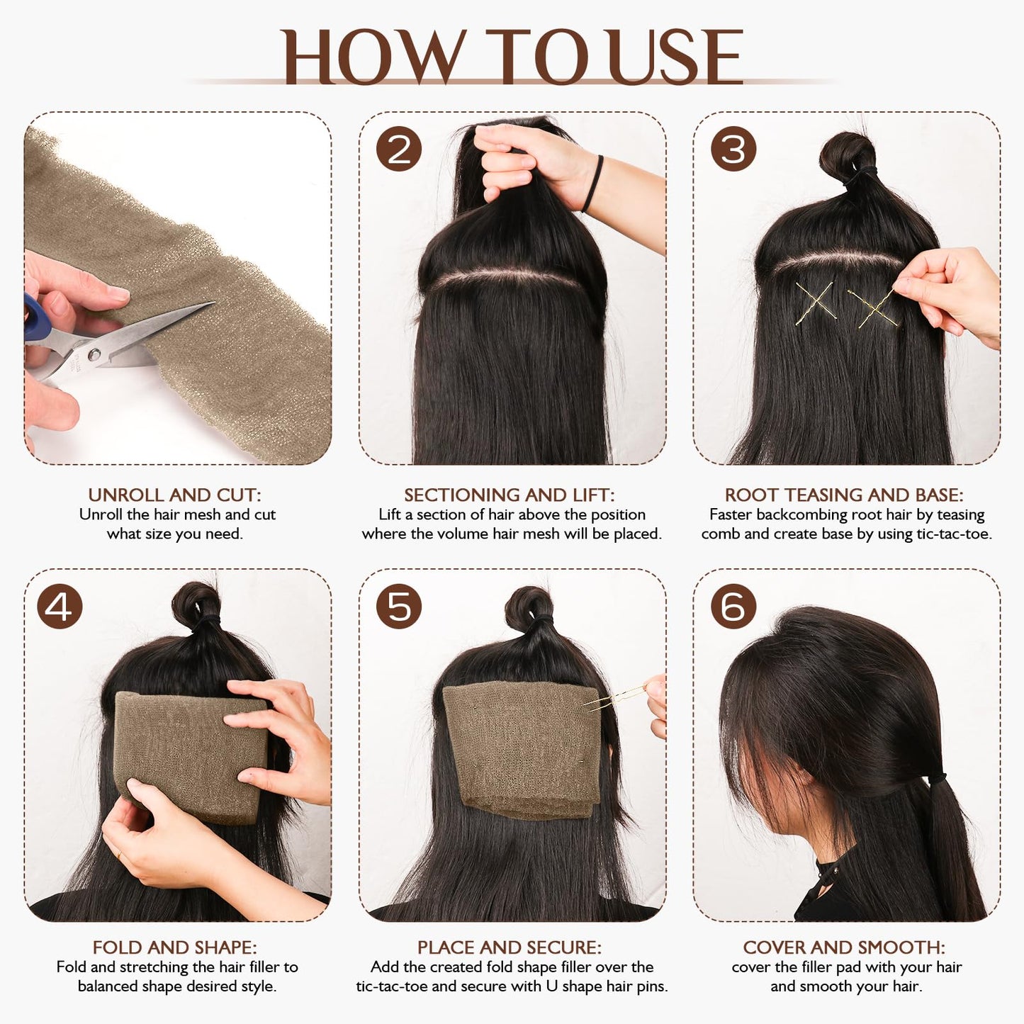 Hair sponge with hairpins for secure hairstyle volume