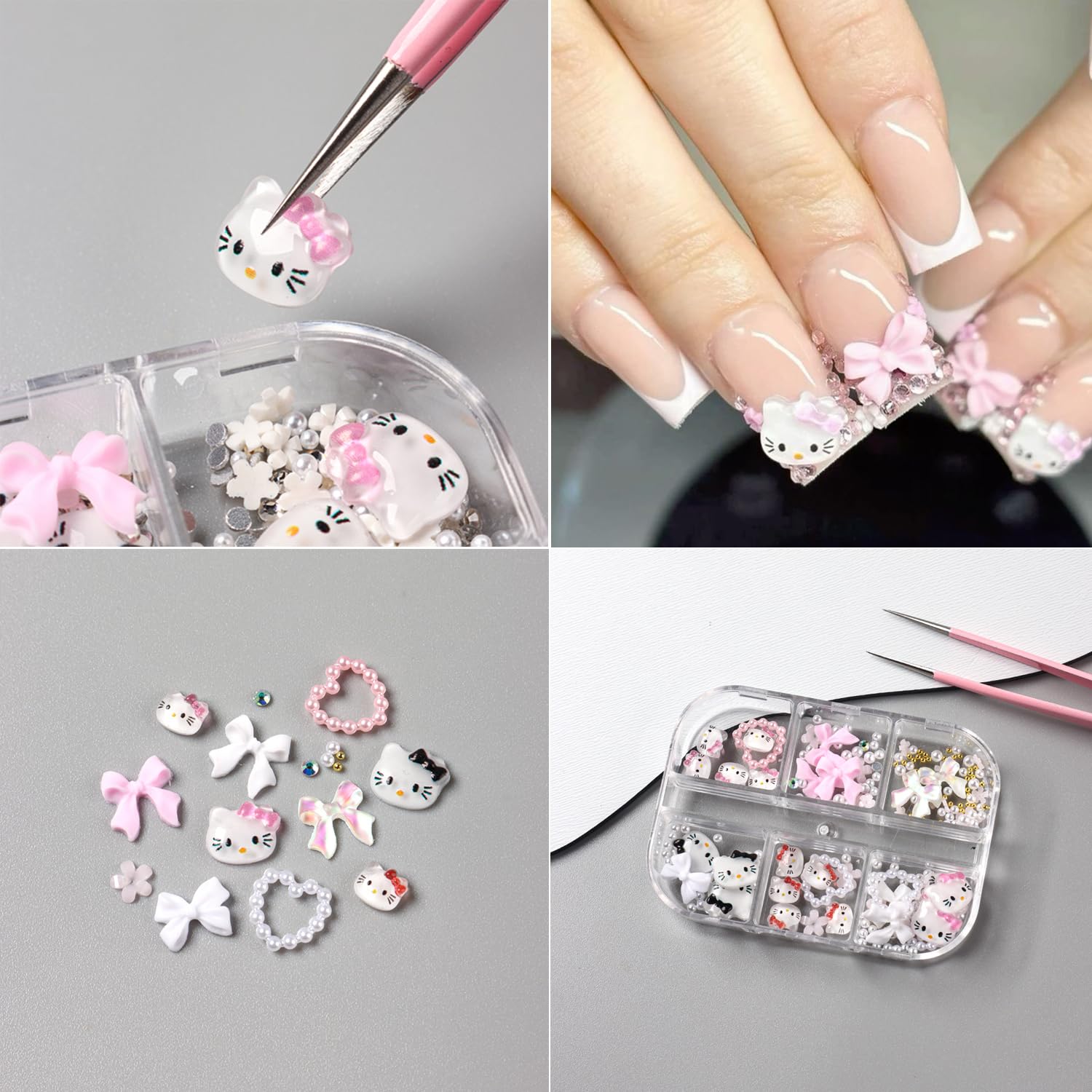 Assorted kawaii nail charms for manicure and DIY crafts