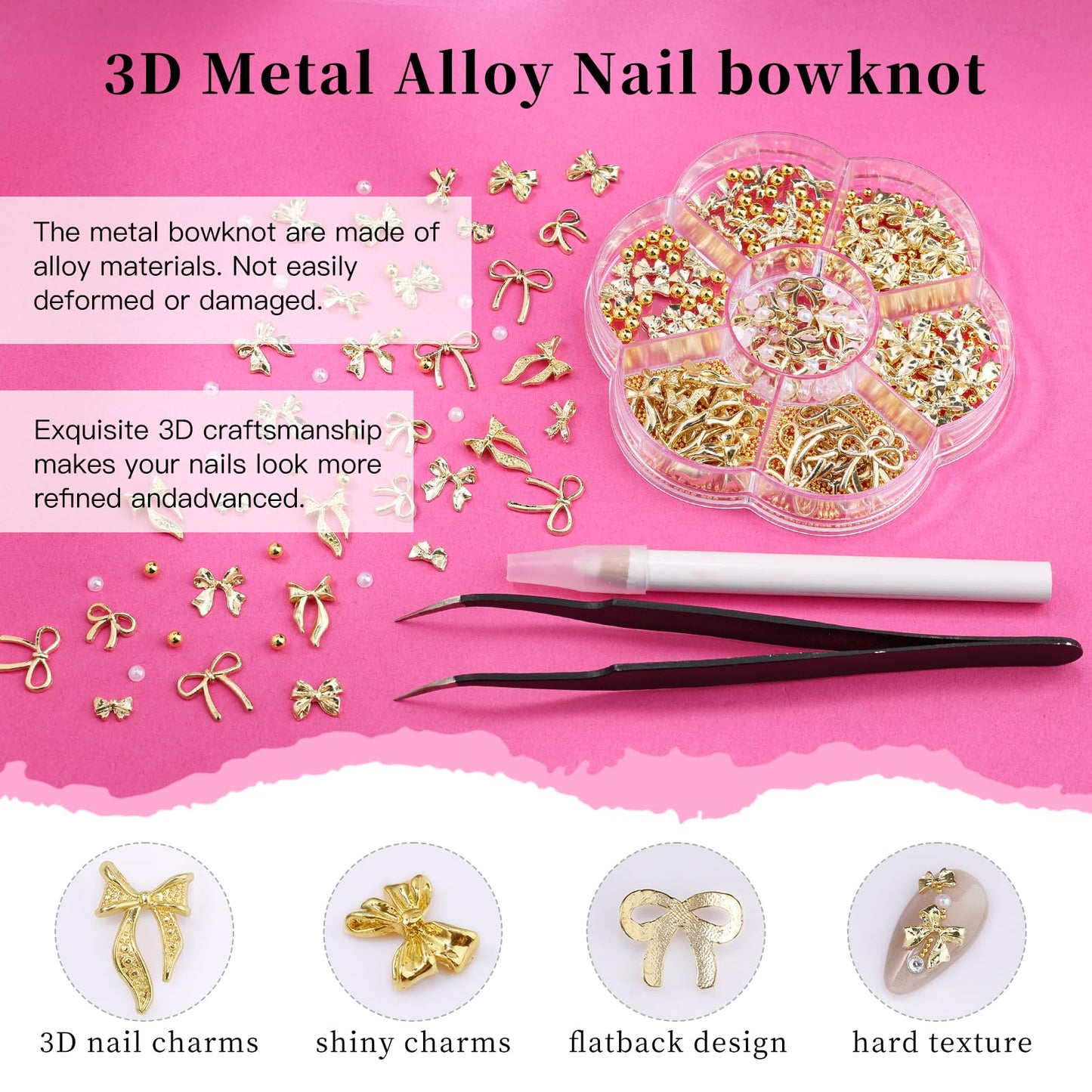 Tools included in EditTime nail art kit tweezers and pencil