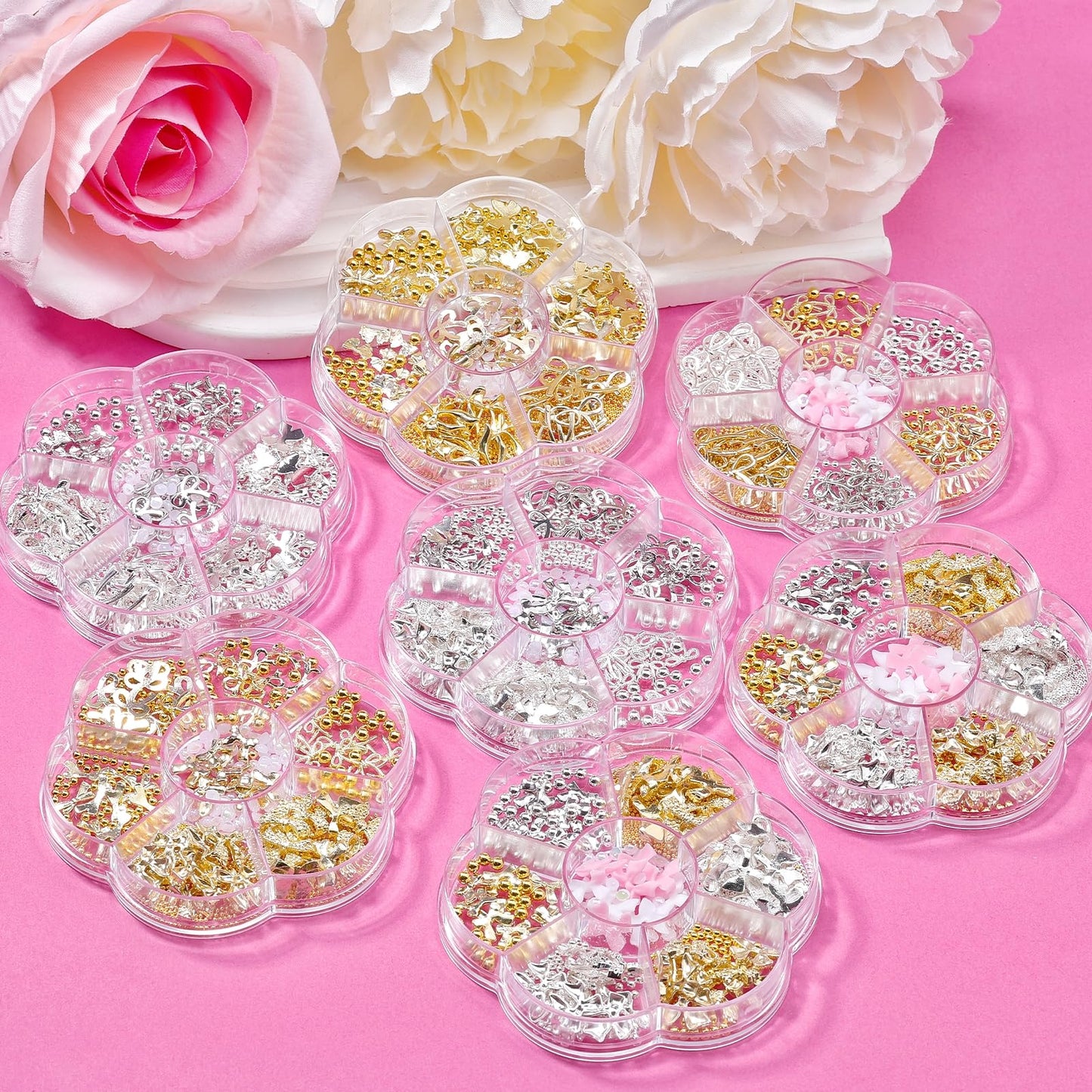 Detailed view of mini caviar beads for 3D nail decoration