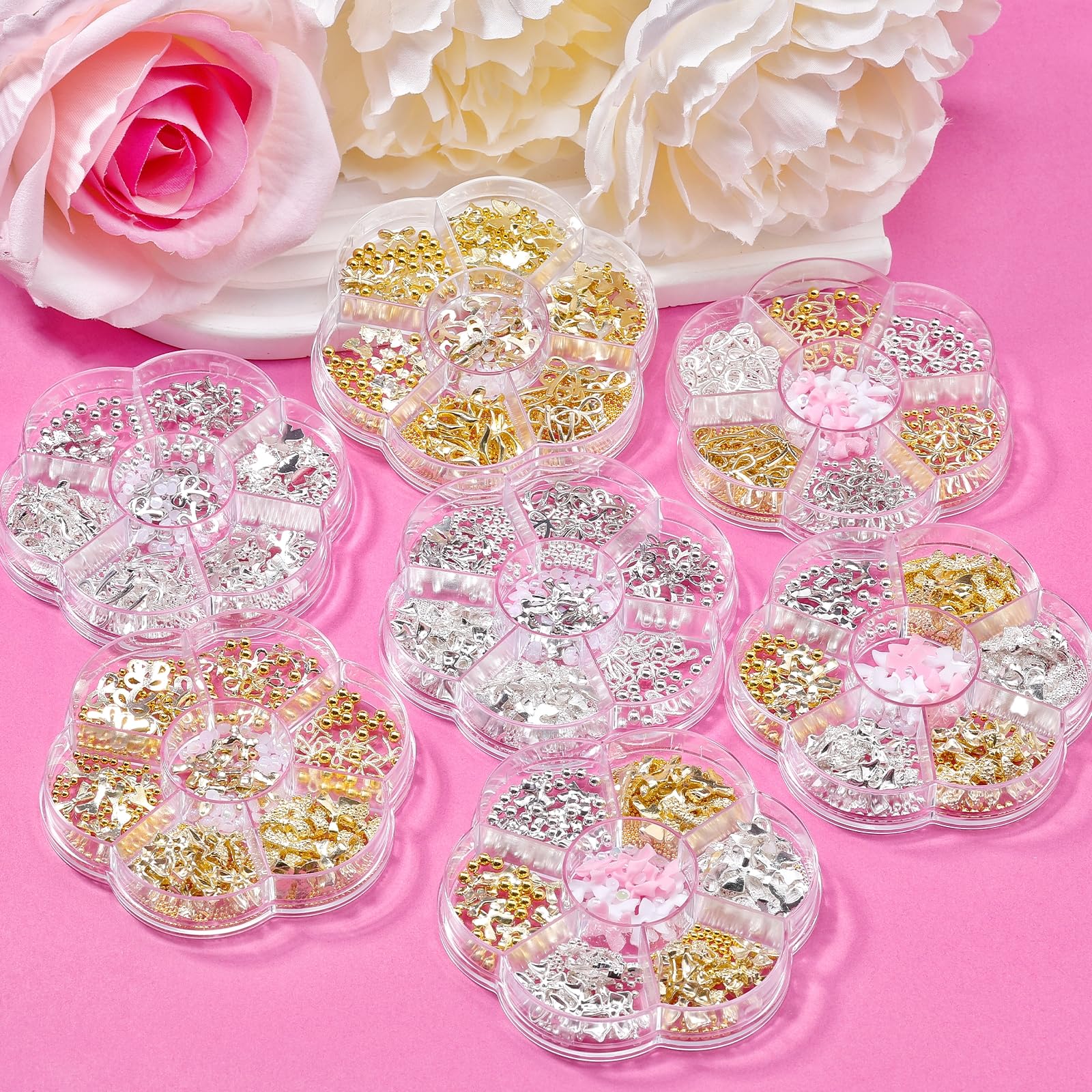 Detailed view of mini caviar beads for 3D nail decoration
