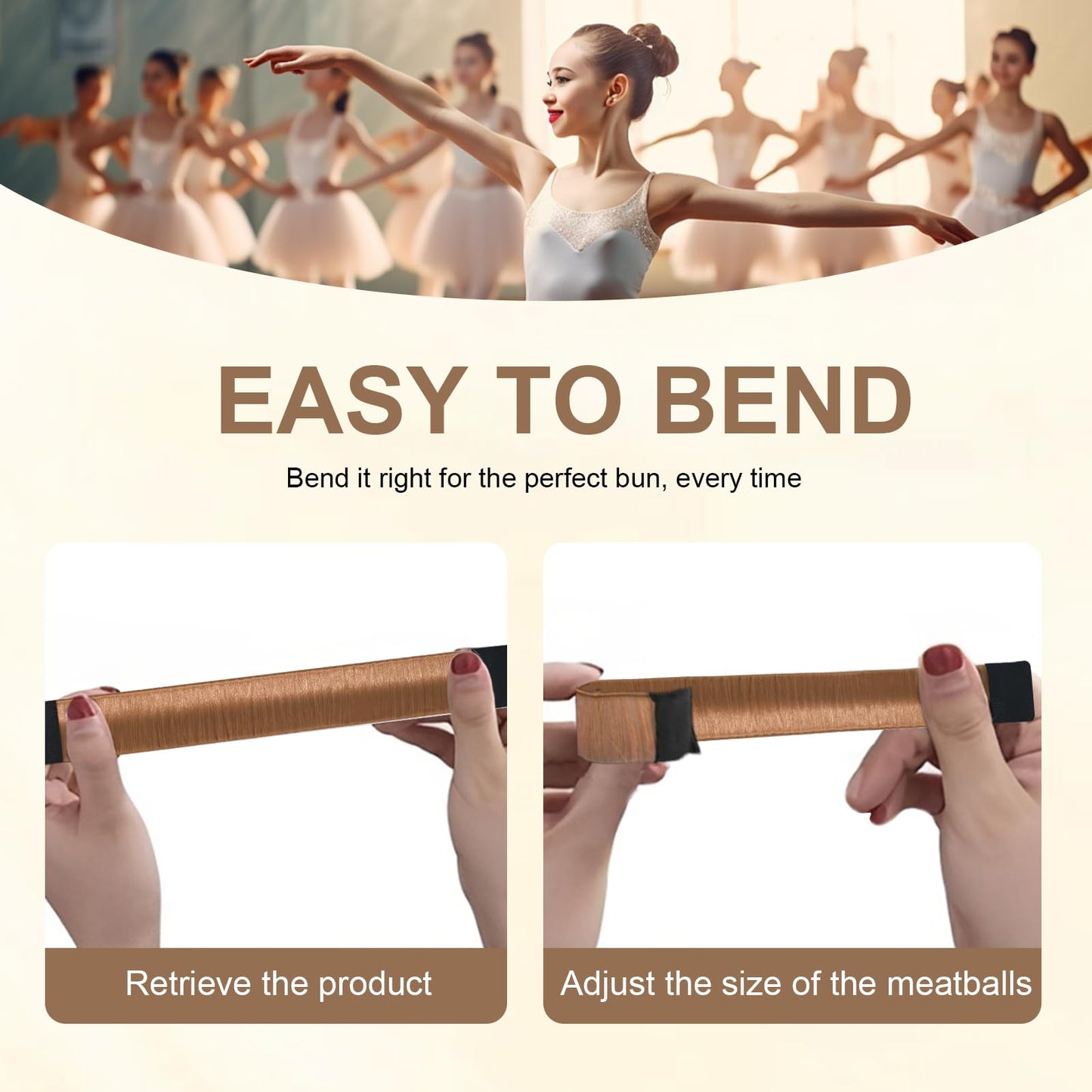 Step by step demonstration of the snap rolling hair accessory for women