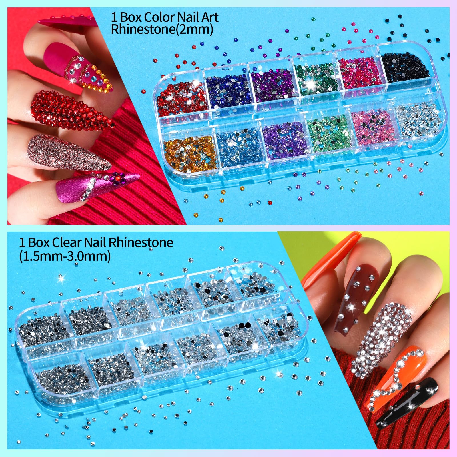 Complete Teenitor nail art kit accessories packaged with striping tapes and stickers.