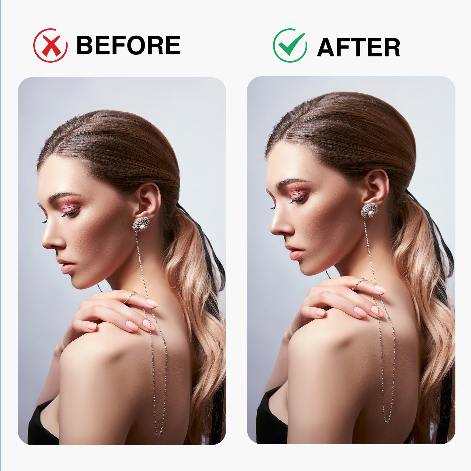 Model demonstrating updo hairstyle with hair padding insert