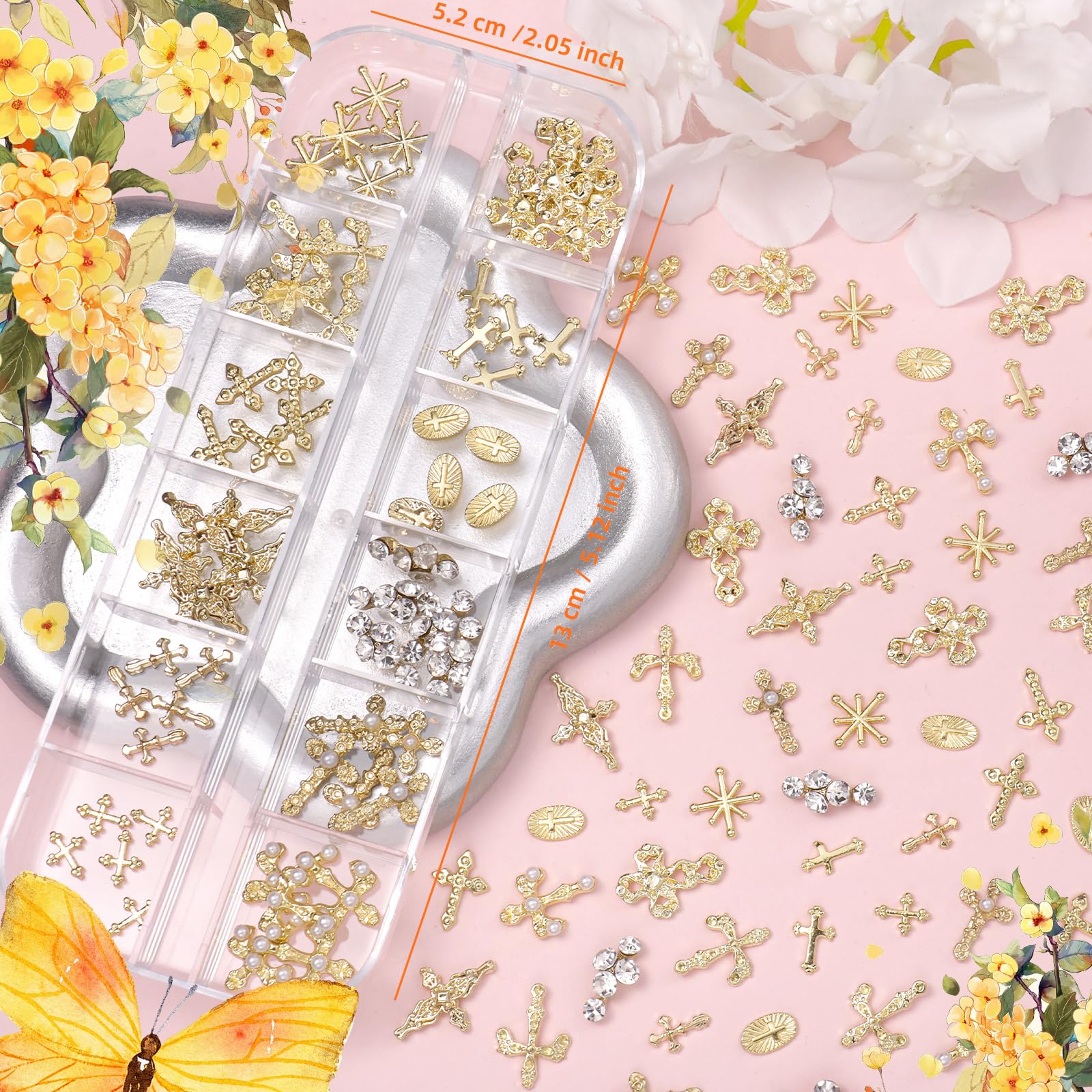 Tatiwoo nail charms arranged for Y2K style acrylic manicure