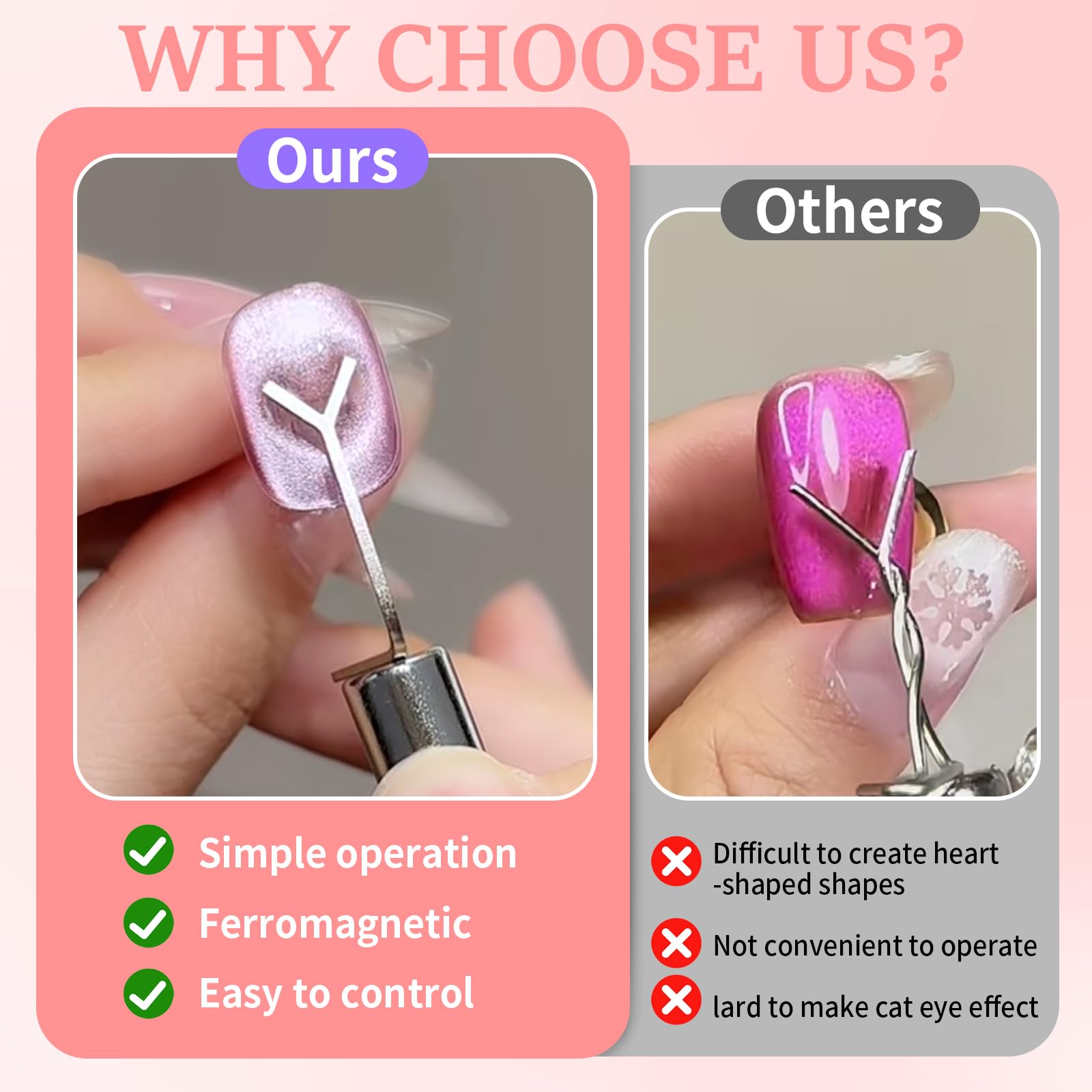 Y-shaped magnetic guide for heart nail art designs