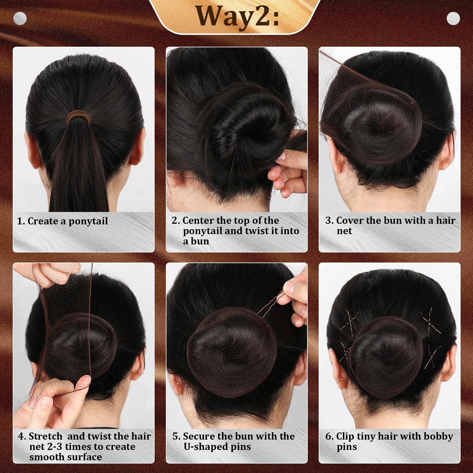 YGQQOY performance hair accessories kit showing the texture of the invisible nylon hair nets