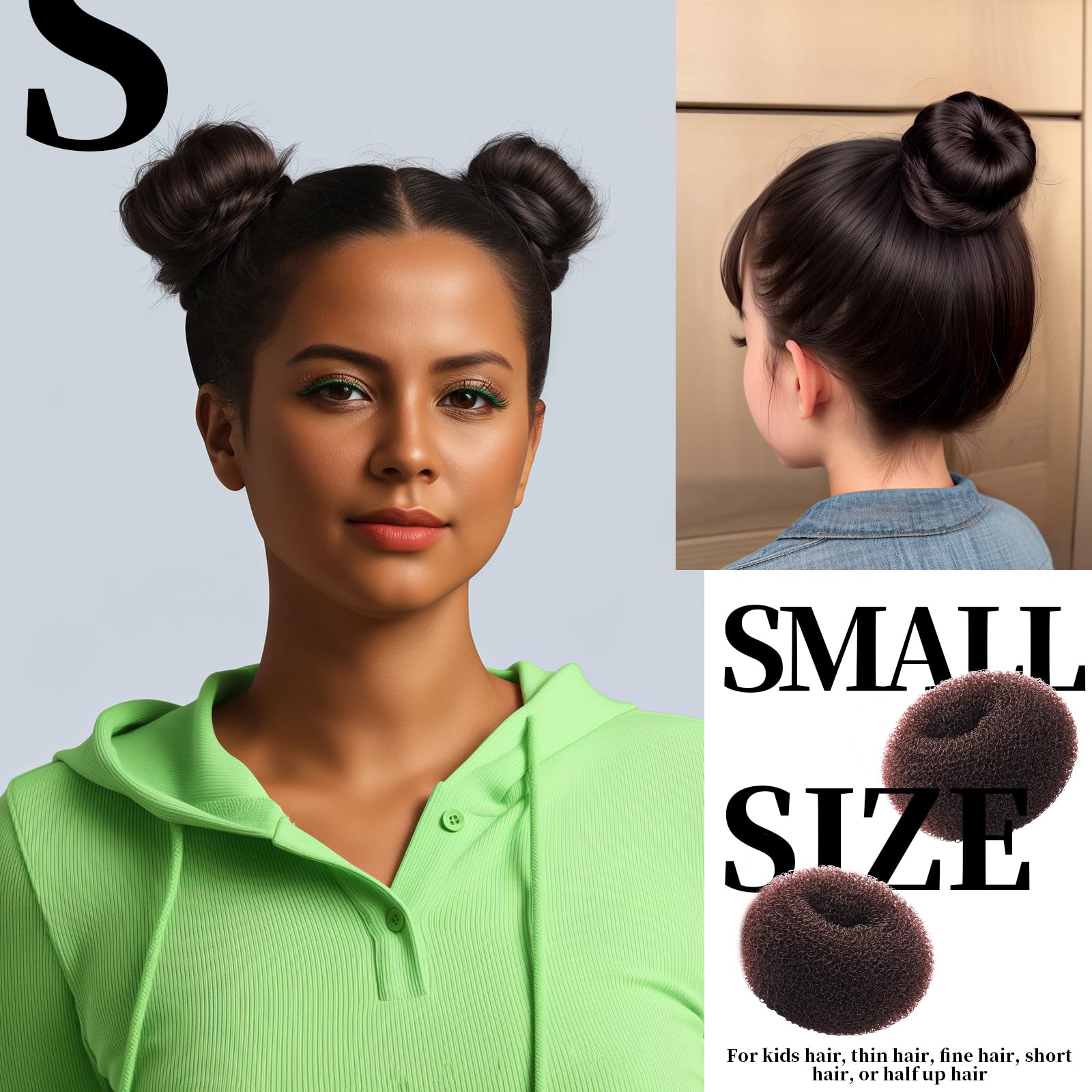 Dark brown hair donuts for women showing the lightweight mesh texture and construction