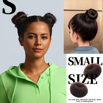 Dark brown hair donuts for women showing the lightweight mesh texture and construction
