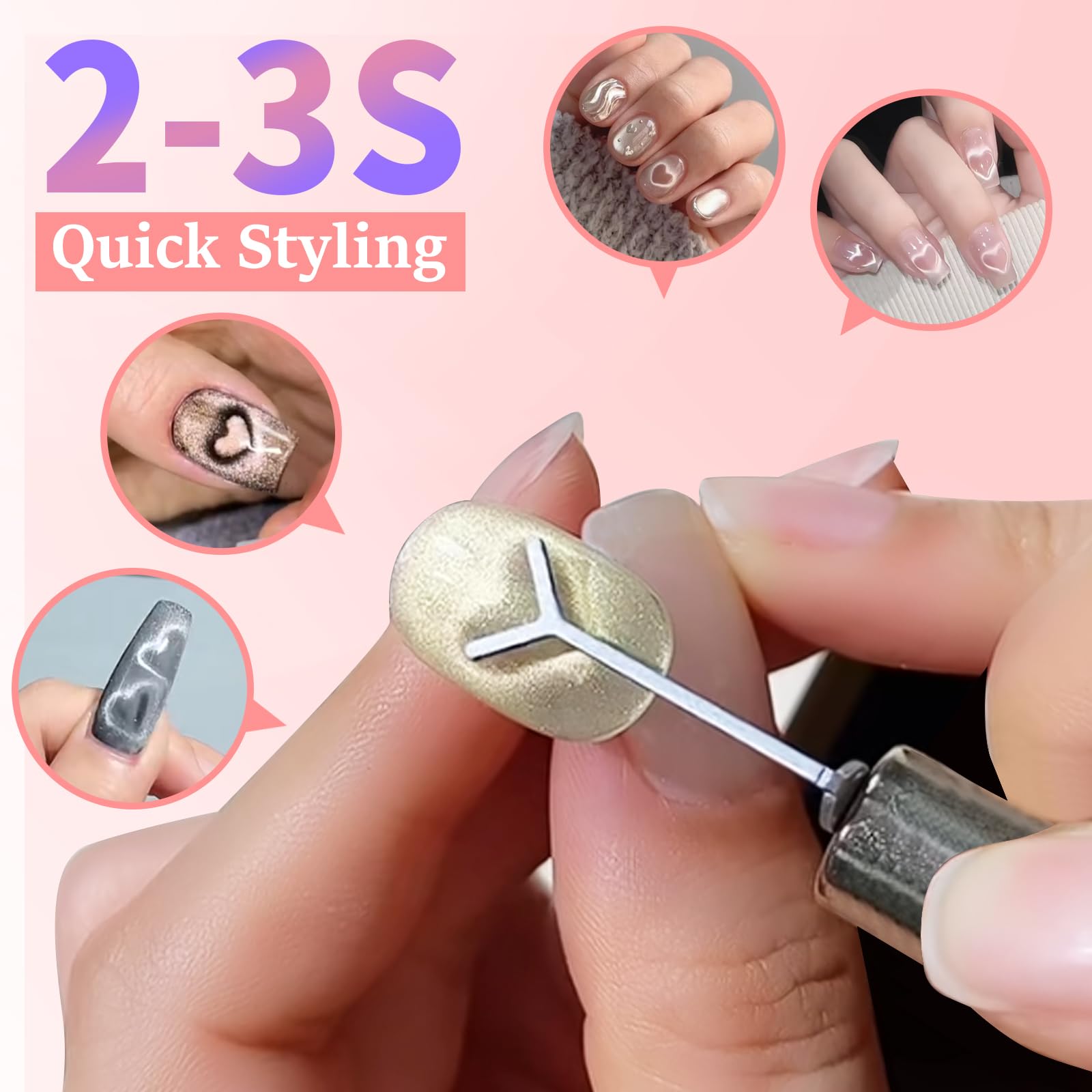 Close up of magnetic sticks for DIY manicure