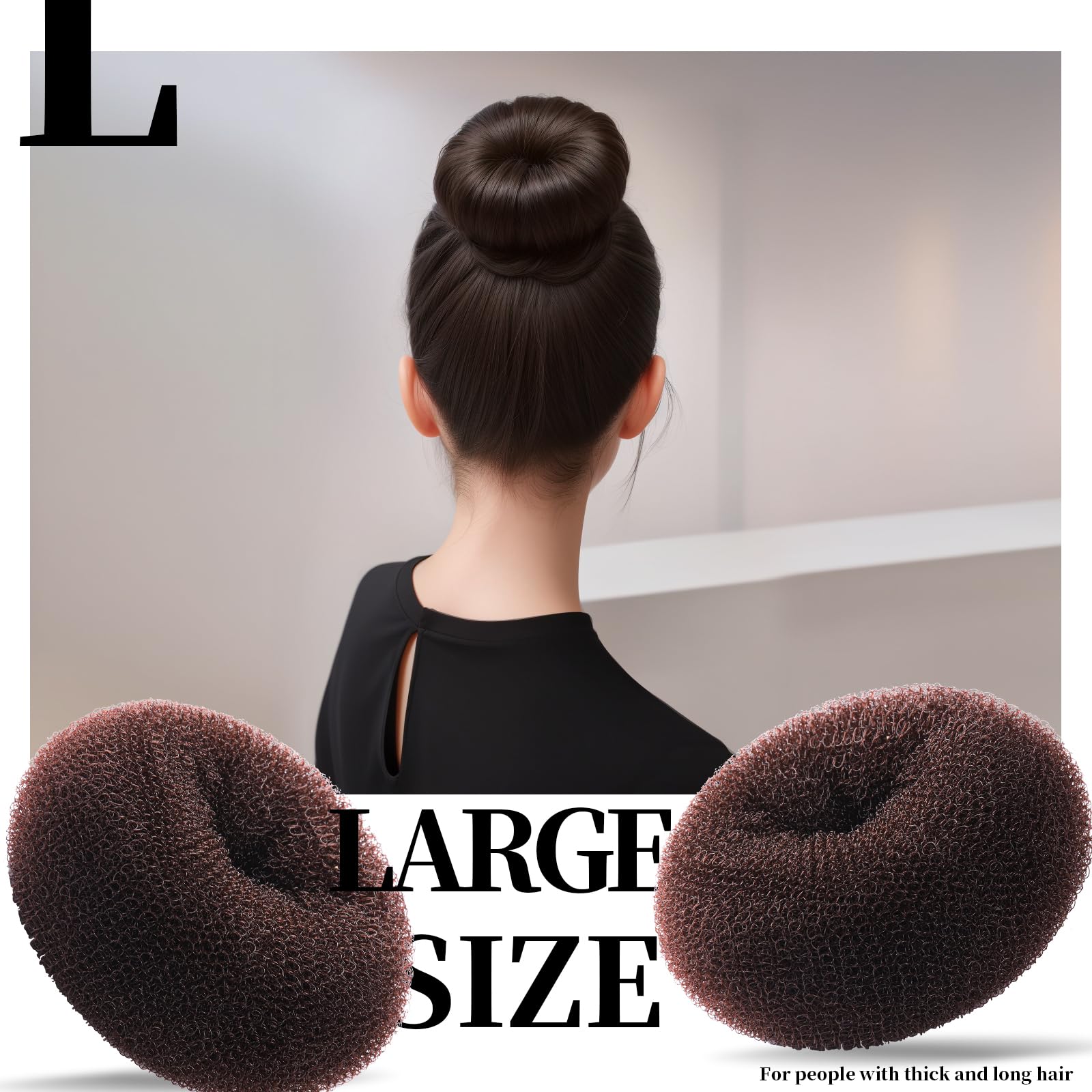 Premium imported hair styling accessories for girls including brown donut rings and black bands