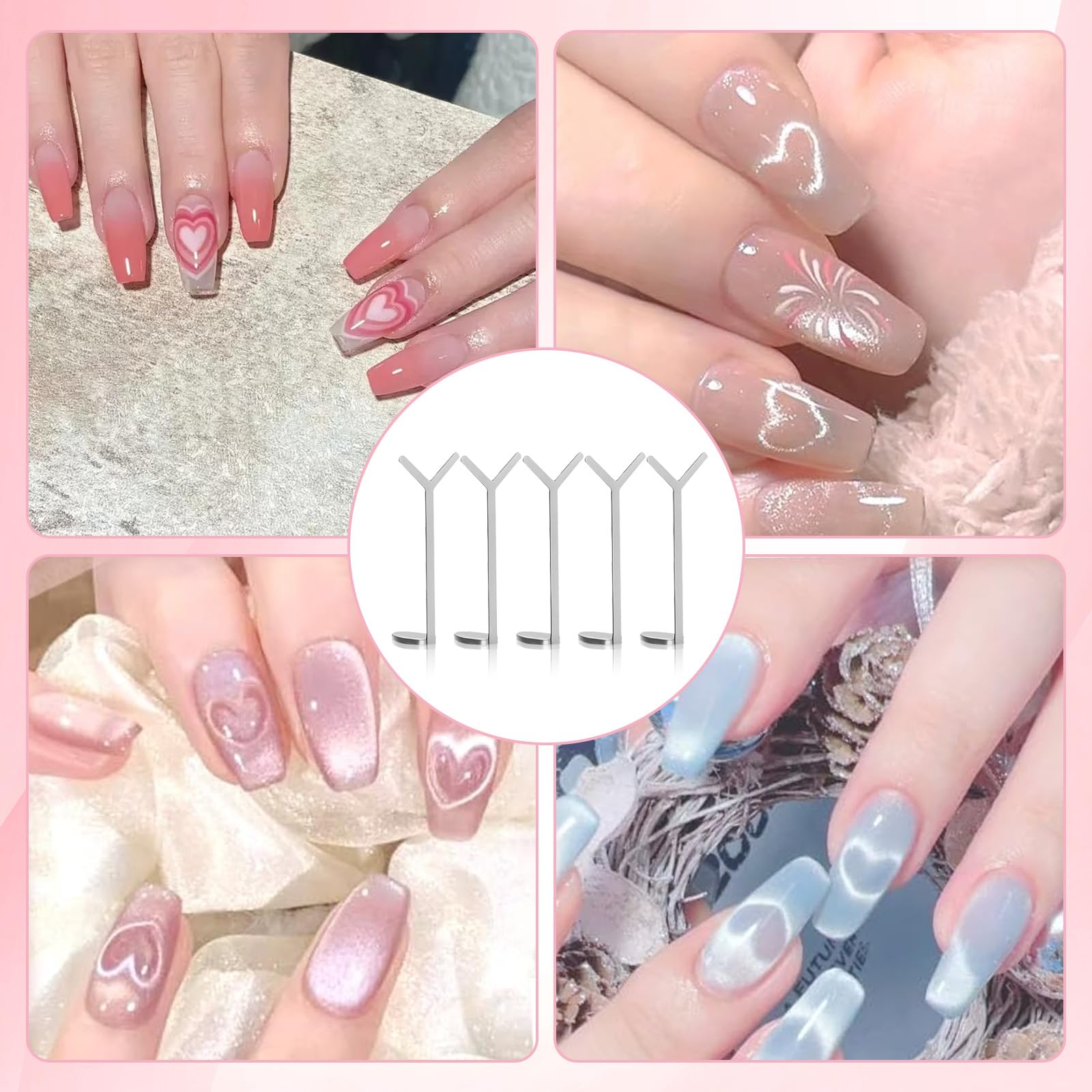 Y-shaped guide tool used for precision cat eye nail designs