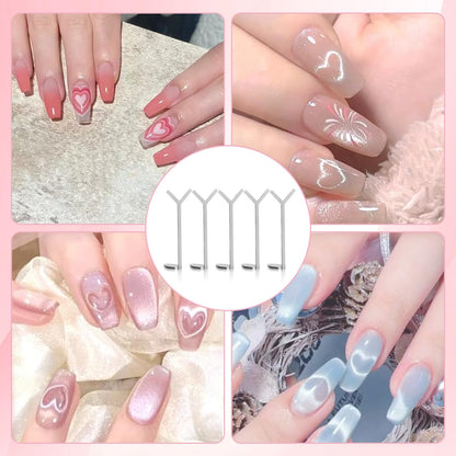 Y-shaped guide tool used for precision cat eye nail designs