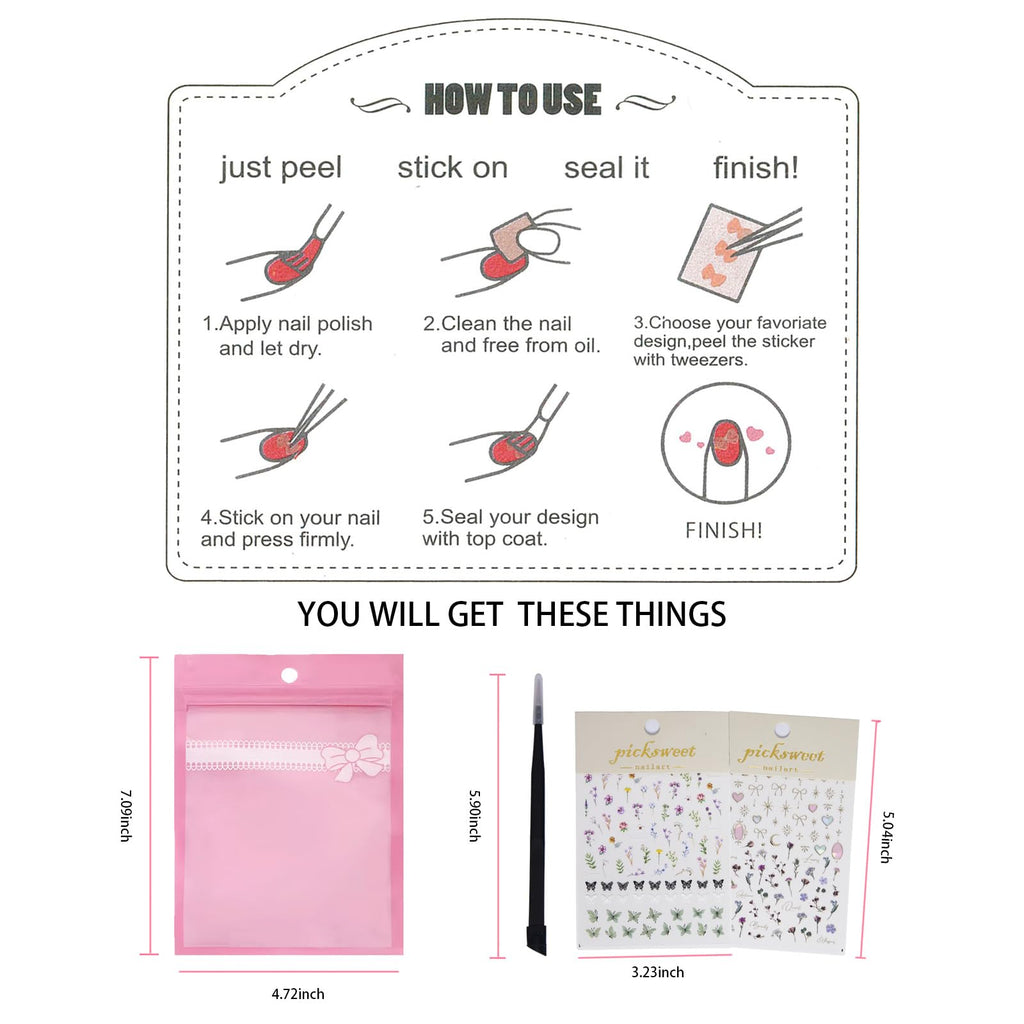 Ipetboom nail art stickers displayed on artificial nail tips