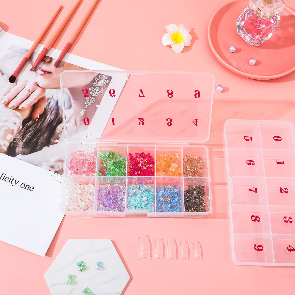 Portable Jetec nail supply organizer box shown in a professional setting
