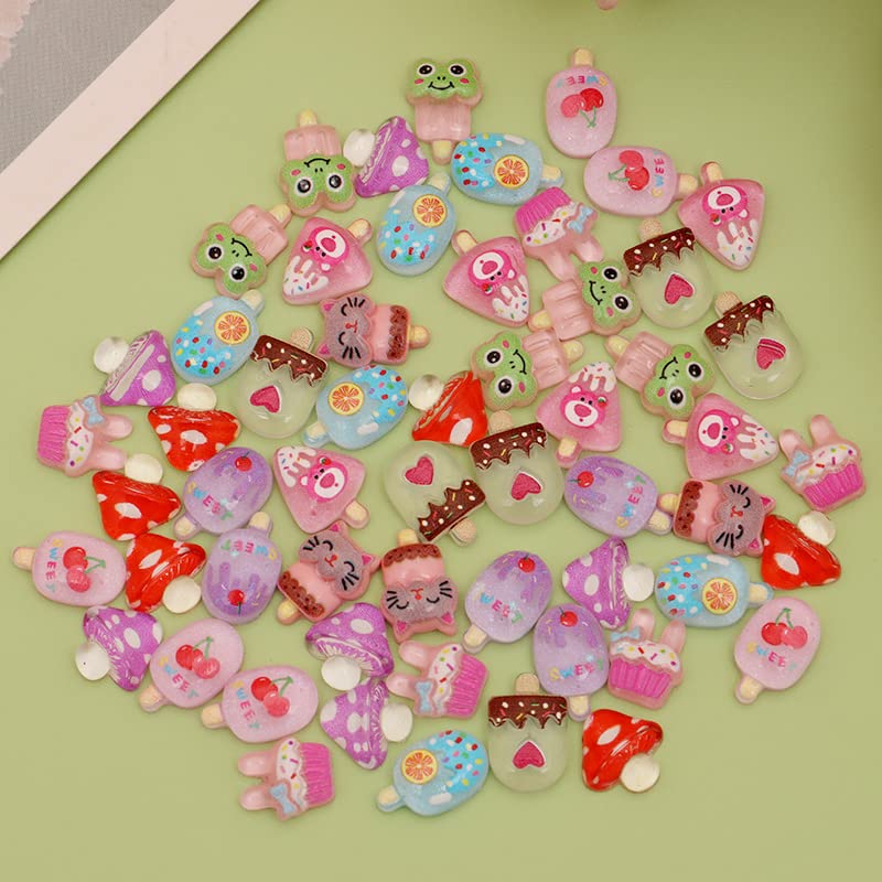 Complete set of multicolored three-dimensional nail embellishments ready for use