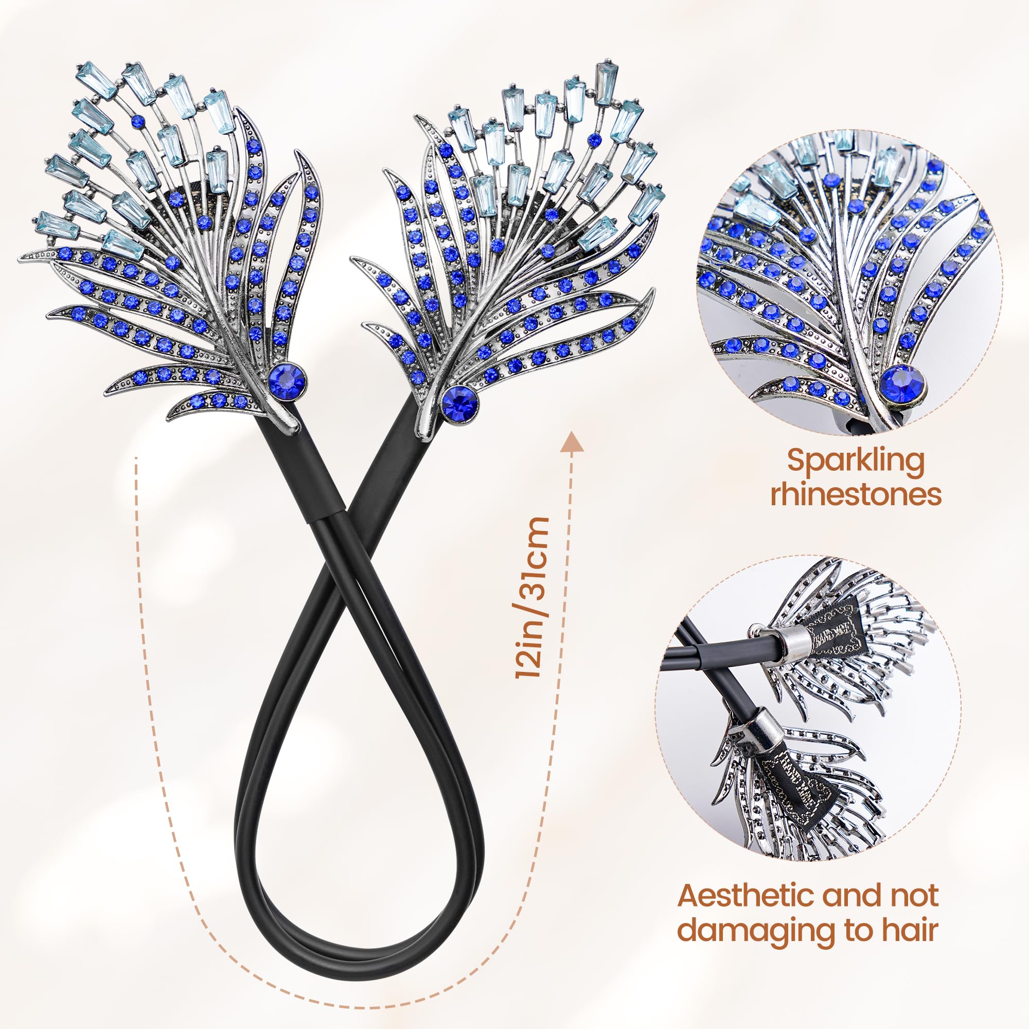 Two piece crystal hair bun maker set for women and girls