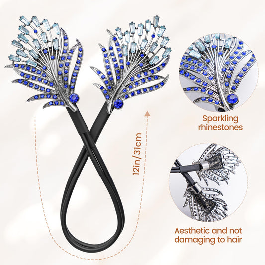 Two piece crystal hair bun maker set for women and girls