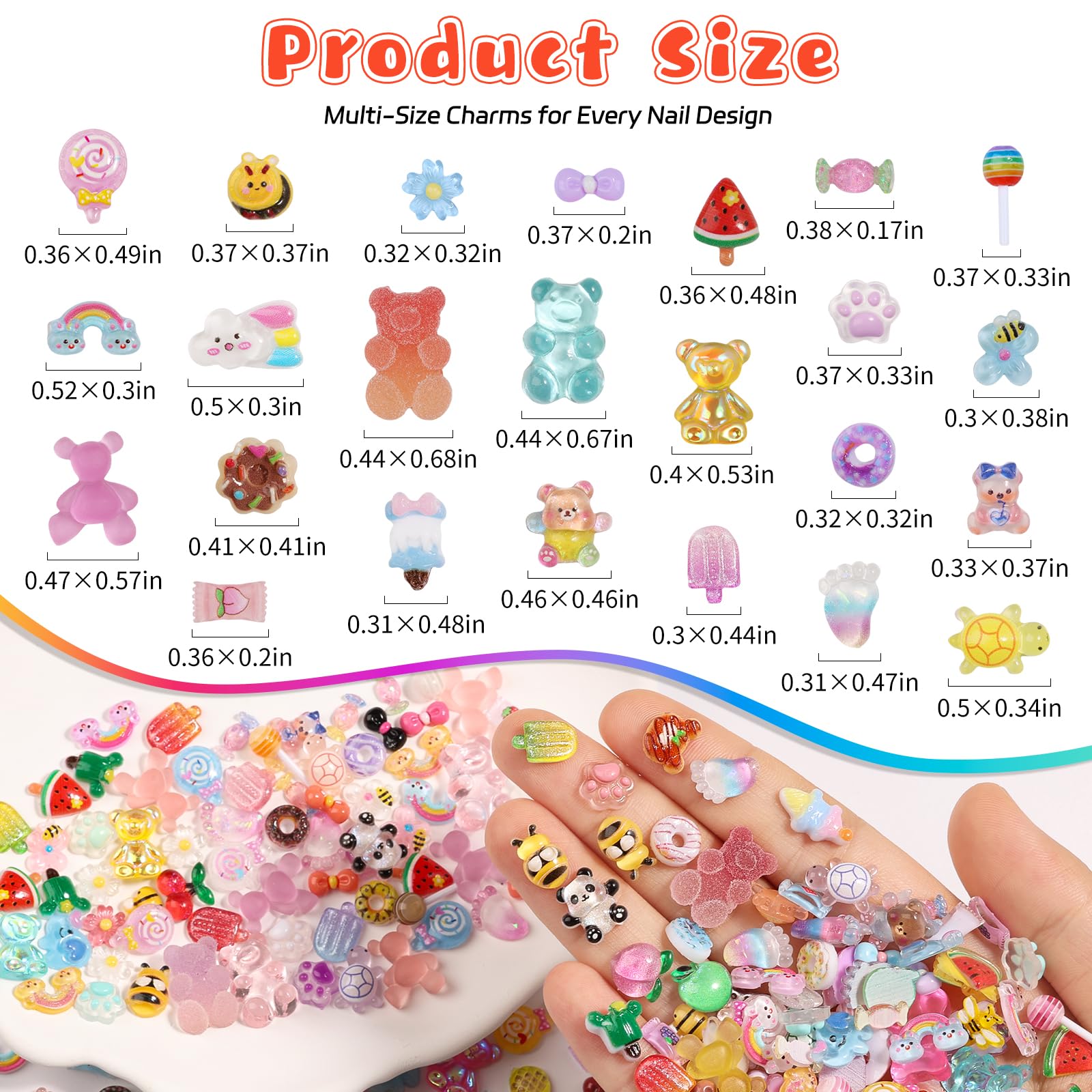 Kikonoke 3D animal and candy resin nail art charms