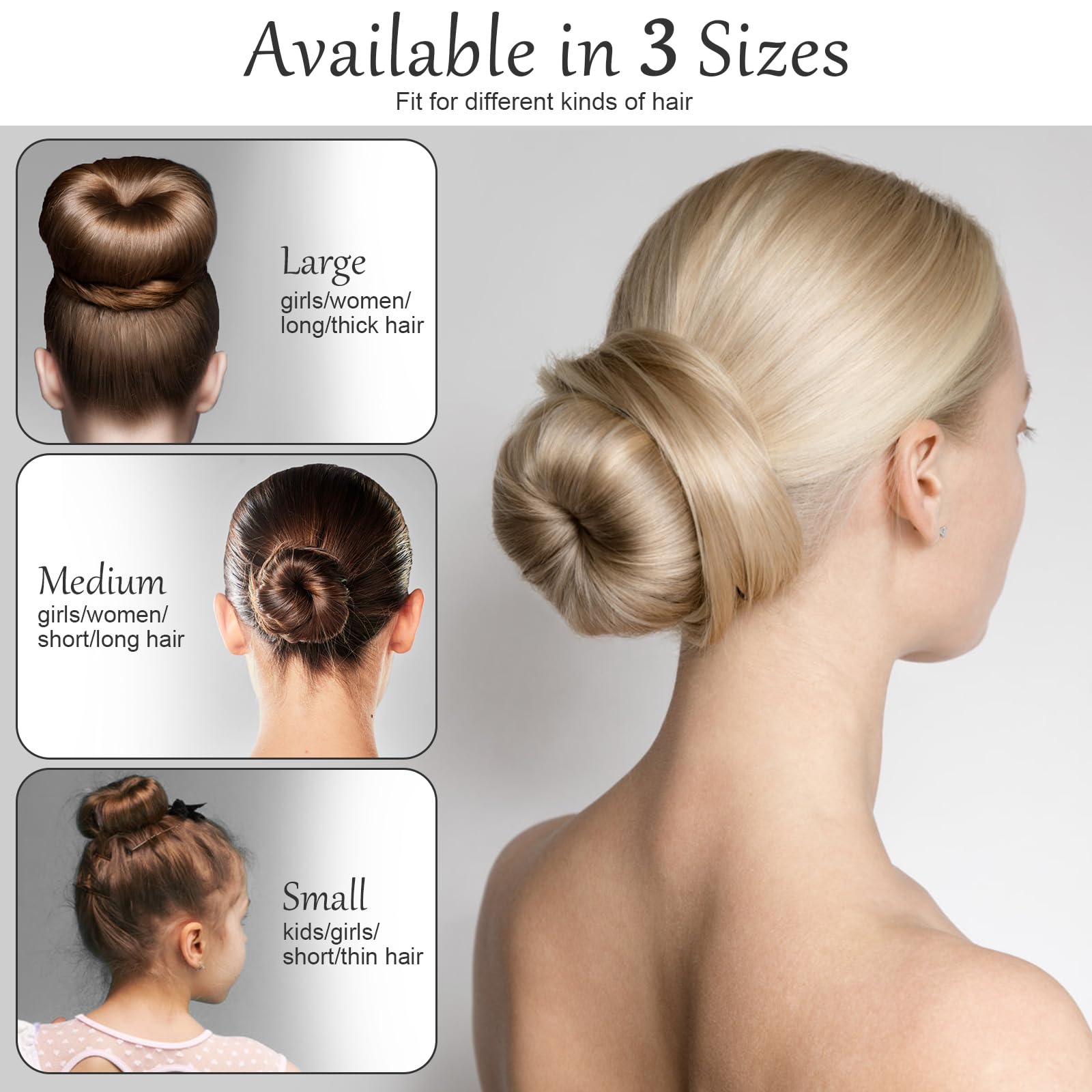 Brown nylon mesh chignon hair ring shaper sizing demonstration showing the 2.75 inch diameter.